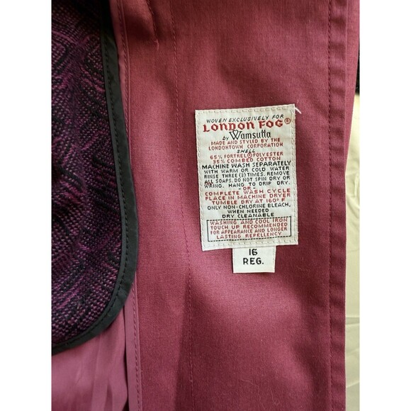 VTG London Fog Trench Coat *VINTAGE 80's* Womens 16 Burgundy Long Wool Liner - Picture 5 of 6